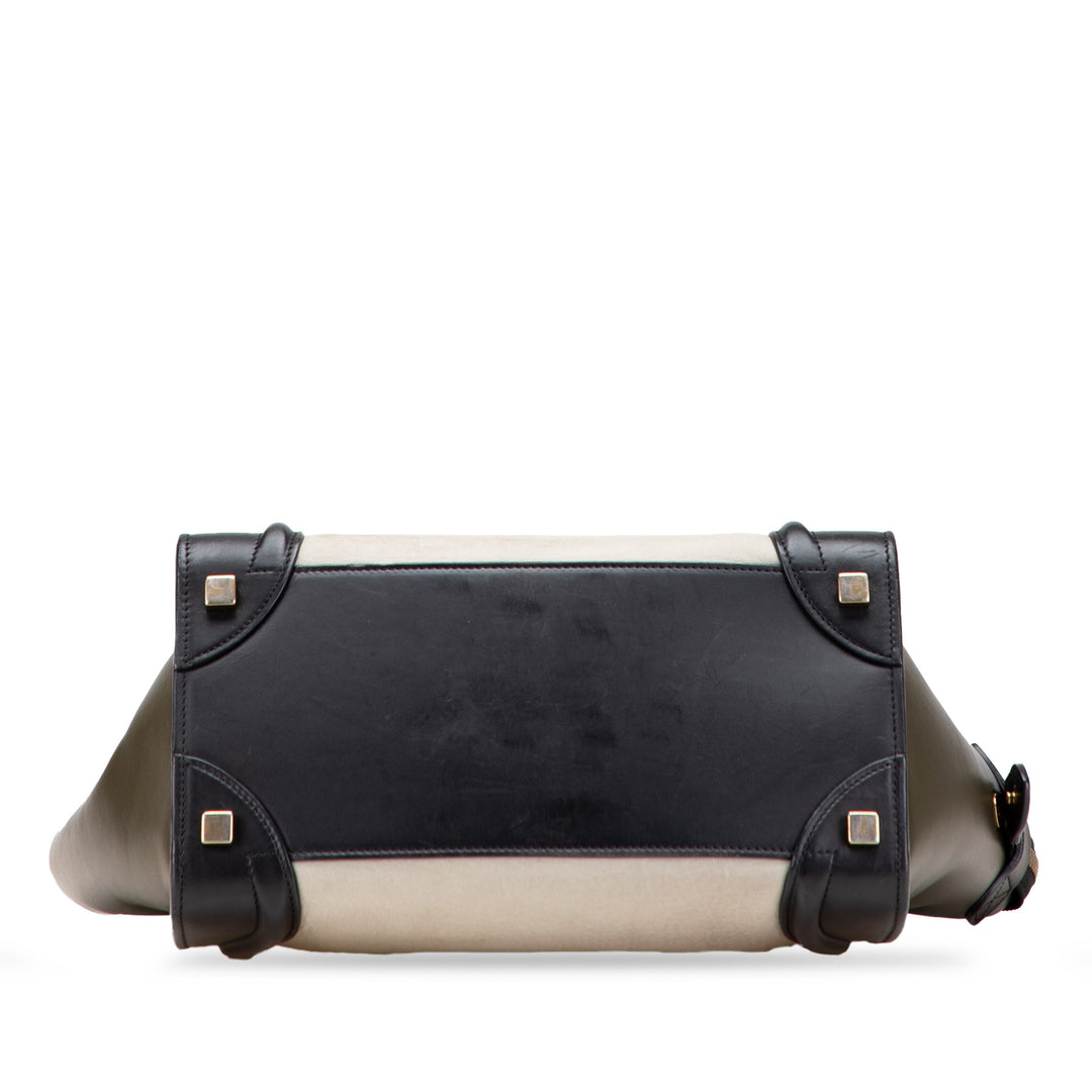 Micro Tricolor Leather Luggage Tote White - Gaby Paris