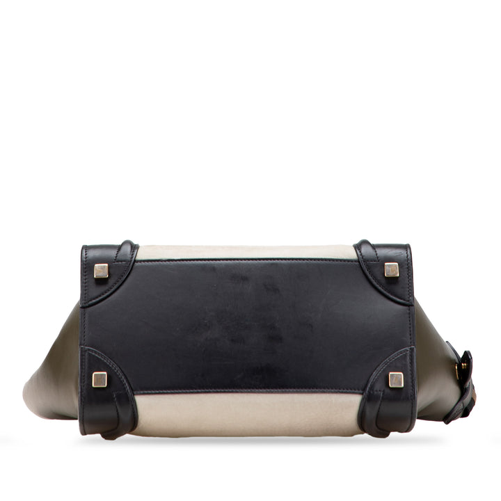 Micro Tricolor Leather Luggage Tote White - Gaby Paris