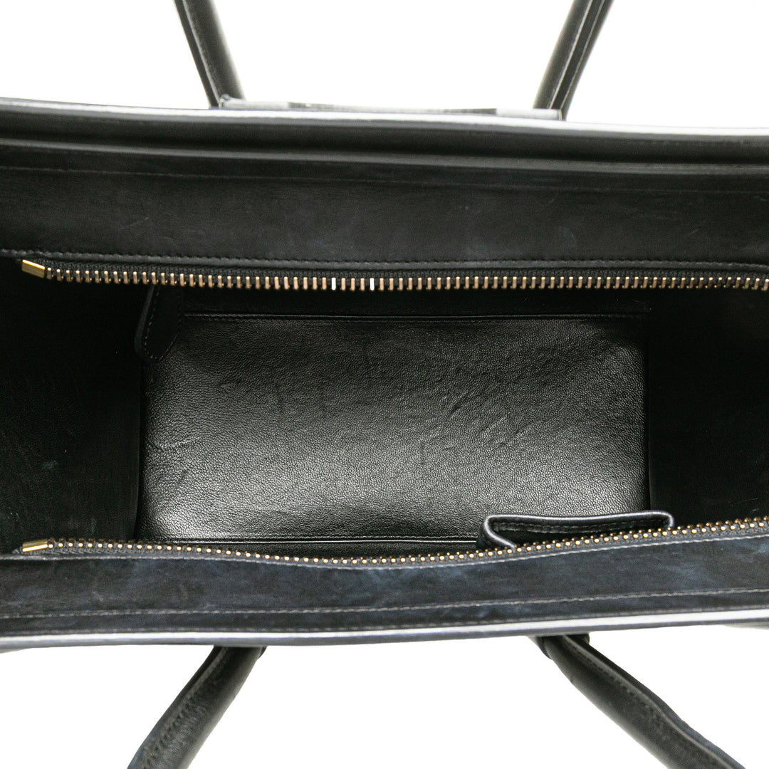Micro Tricolor Leather Luggage Tote White - Gaby Paris