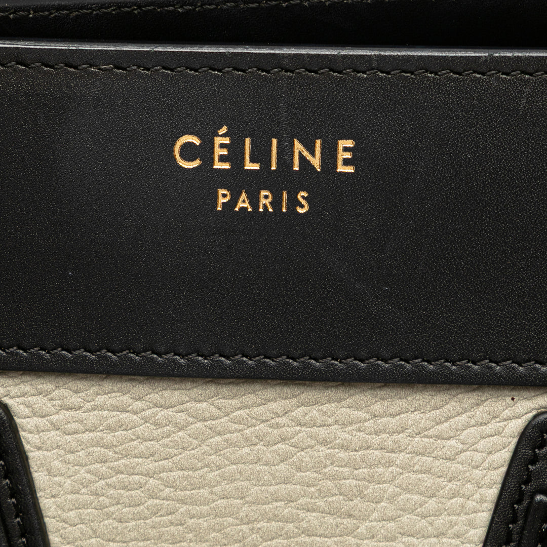 Micro Tricolor Leather Luggage Tote White - Gaby Paris
