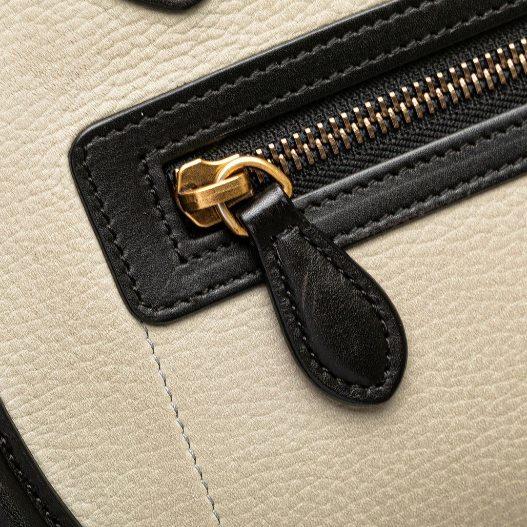 Micro Tricolor Leather Luggage Tote White - Gaby Paris