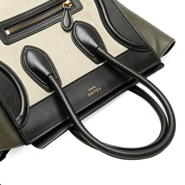 Micro Tricolor Leather Luggage Tote White - Gaby Paris