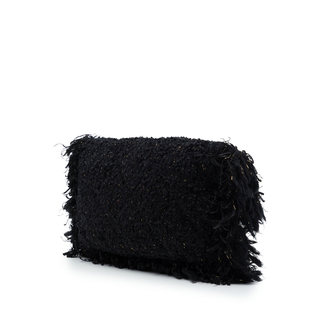 Paris Cosmopolite Fringe Pochette Tweed Noir