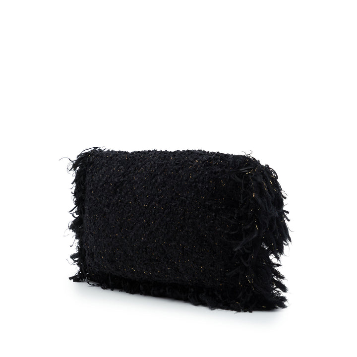 Paris Cosmopolite Fringe Pochette Tweed Noir