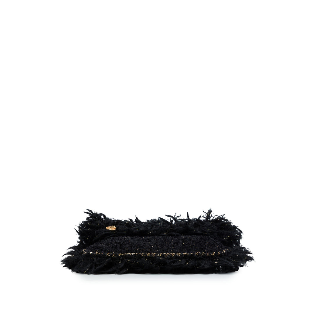 Paris Cosmopolite Fringe Pochette Tweed Noir