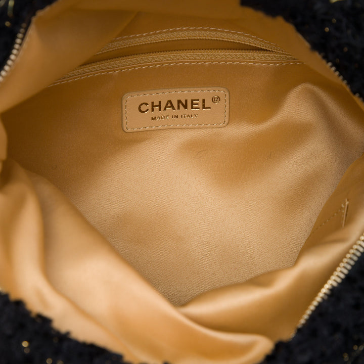 Paris Cosmopolite Fringe Pochette Tweed Noir