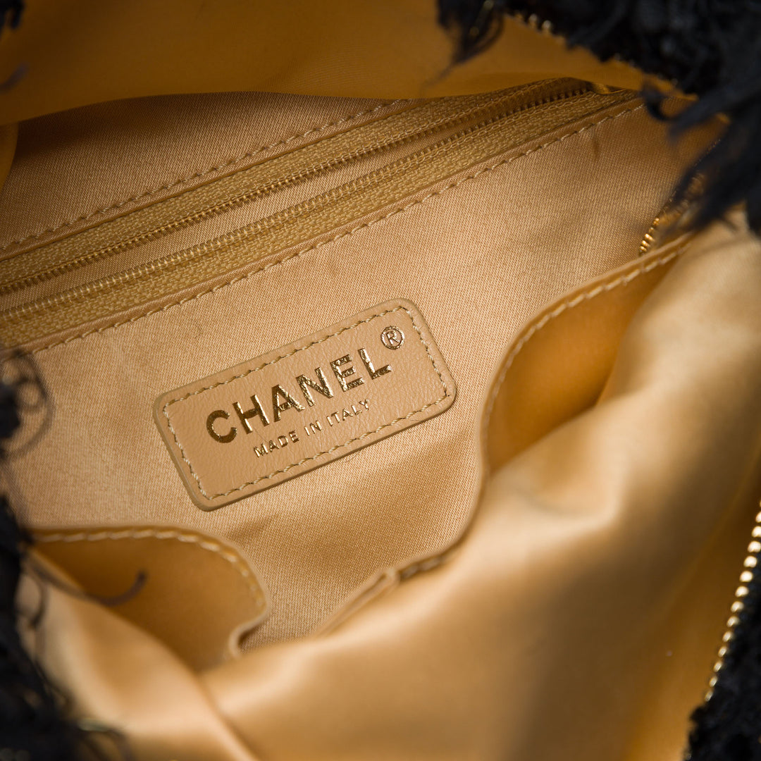 Paris Cosmopolite Fringe Pochette Tweed Noir