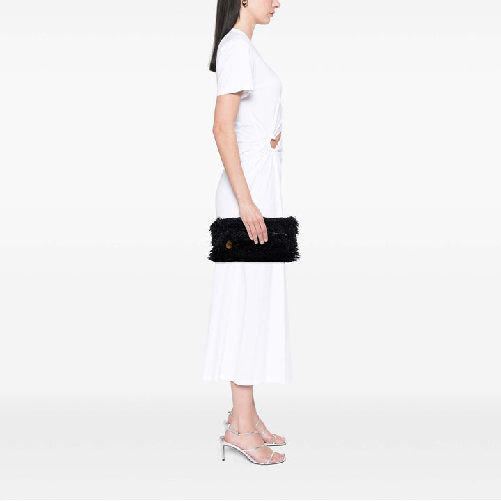 Paris Cosmopolite Fringe Pochette Tweed Noir