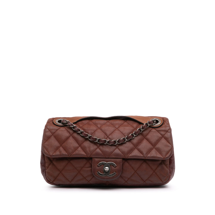 Medium Iridescent Calfskin In The Mix Flap Red - Gaby Paris