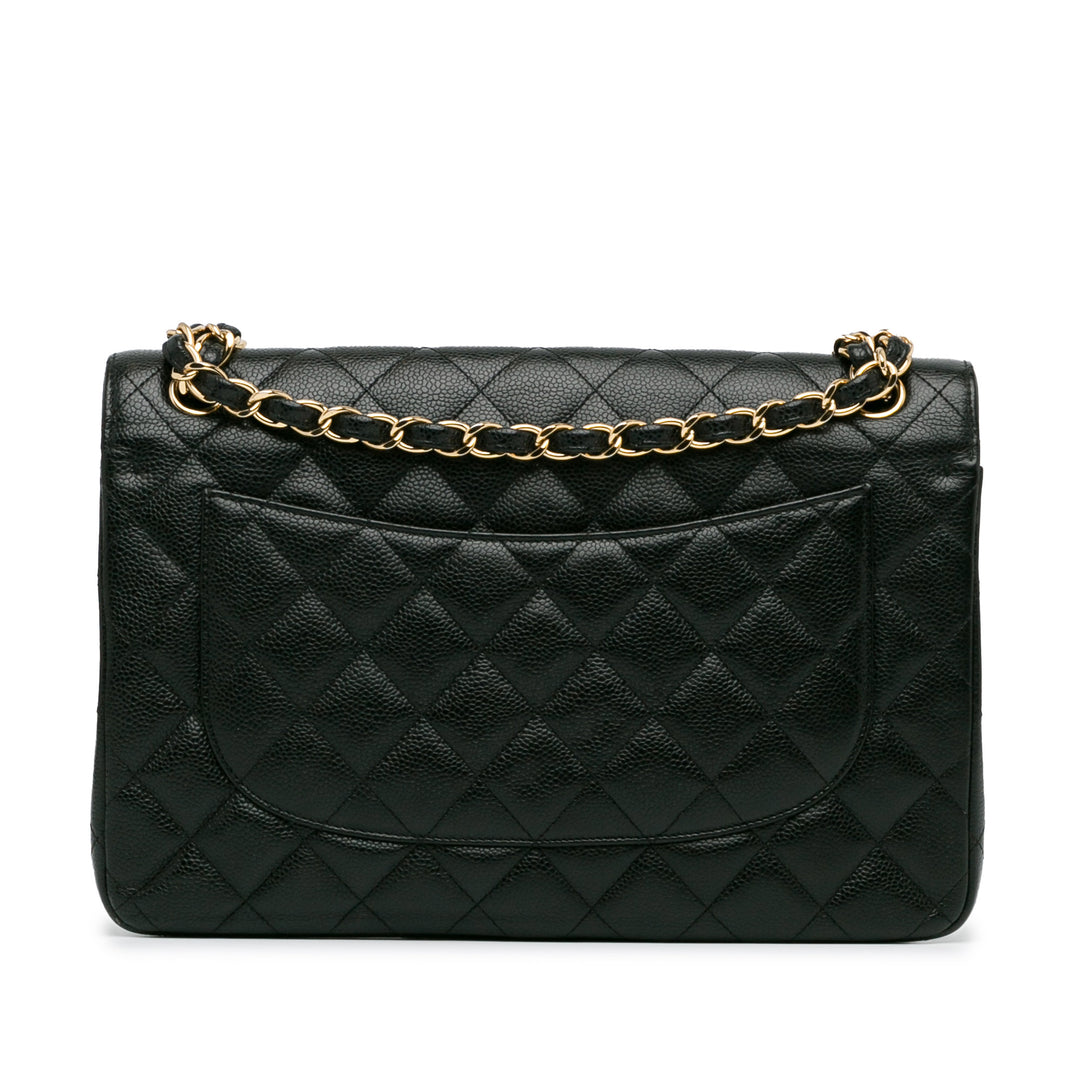 Jumbo Classic Caviar Double Flap Black - Gaby Paris