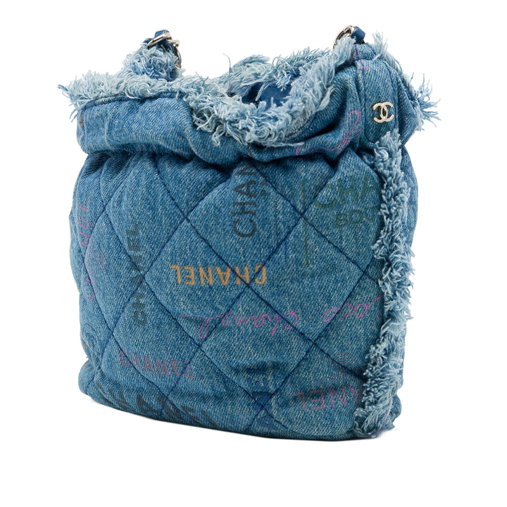 Chanel Matelassé Mood Seau avec chaîne Petit Jean Bleu – vue 2 – GABY PARIS