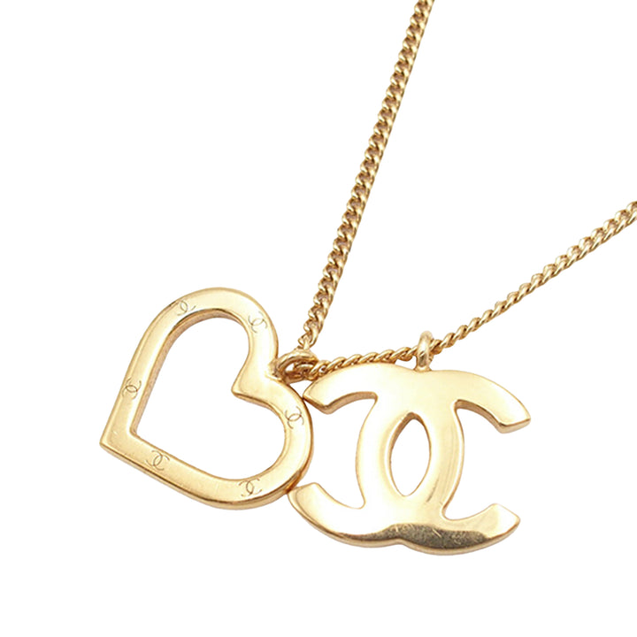 Chanel plaqué CC et Heart Pendant Collier