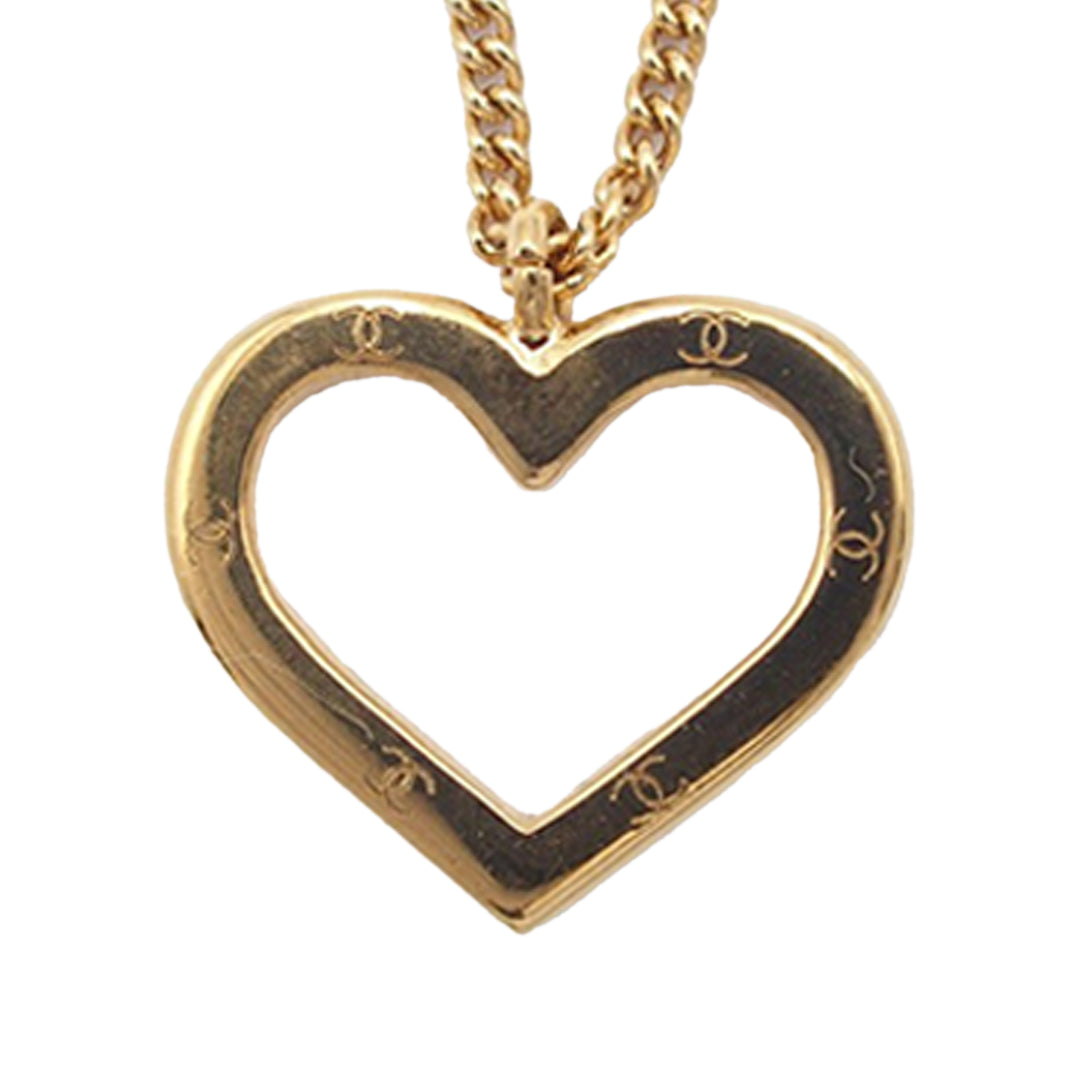 Chanel plaqué CC et Heart Pendant Collier