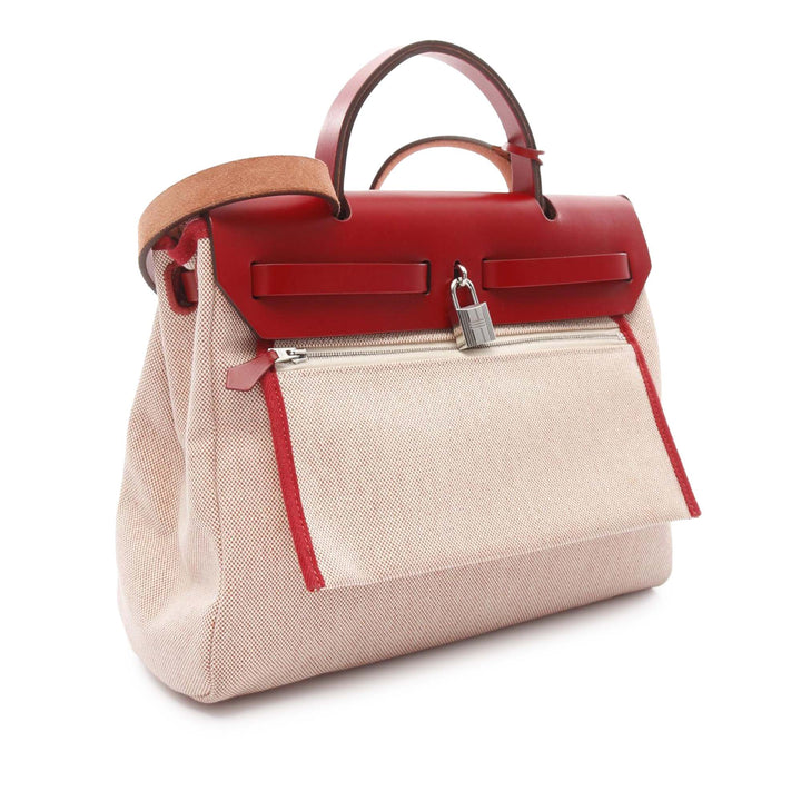 Hermès Toile and Vache Hunter Pegase Pop Herbag Zip 31 Marron
