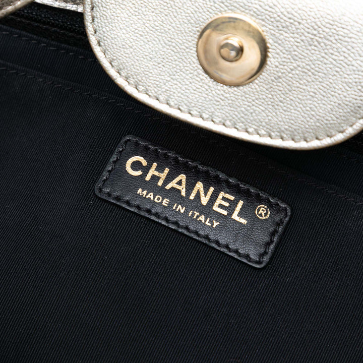 Chanel Large Bicolor Metallic Cuir de chèvre et Cuir de veau Boy Cabas