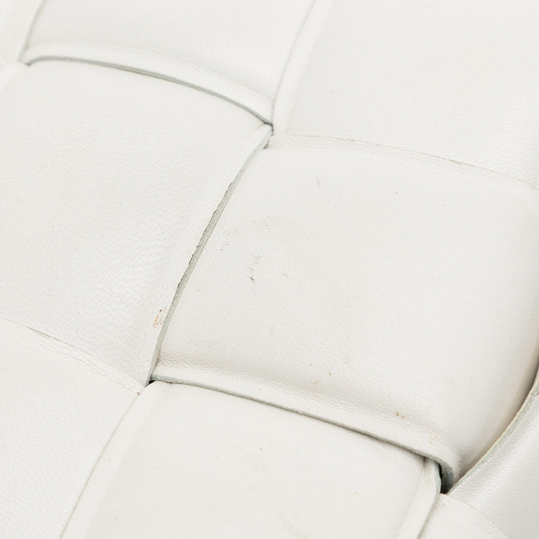 Nappa Intrecciato Padded Chain Cassette Satchel White - Gaby Paris