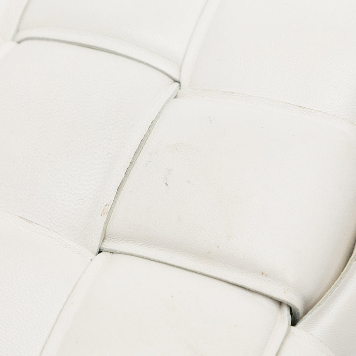 Nappa Intrecciato Padded Chain Cassette Satchel White - Gaby Paris