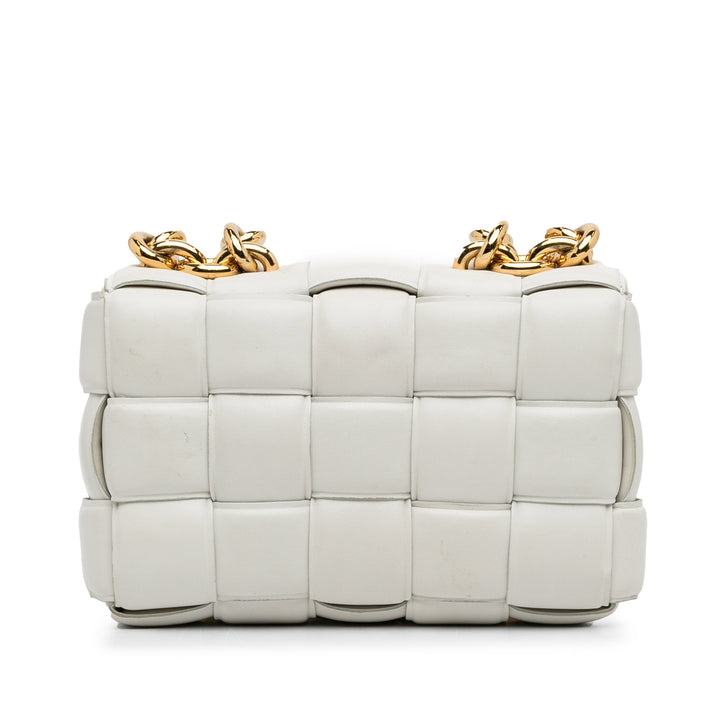 Nappa Intrecciato Padded Chain Cassette Satchel White - Gaby Paris