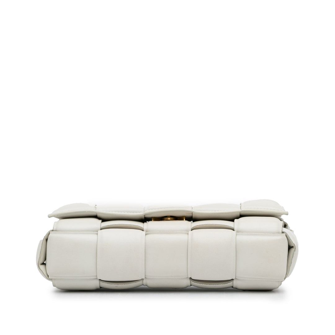 Nappa Intrecciato Padded Chain Cassette Satchel White - Gaby Paris