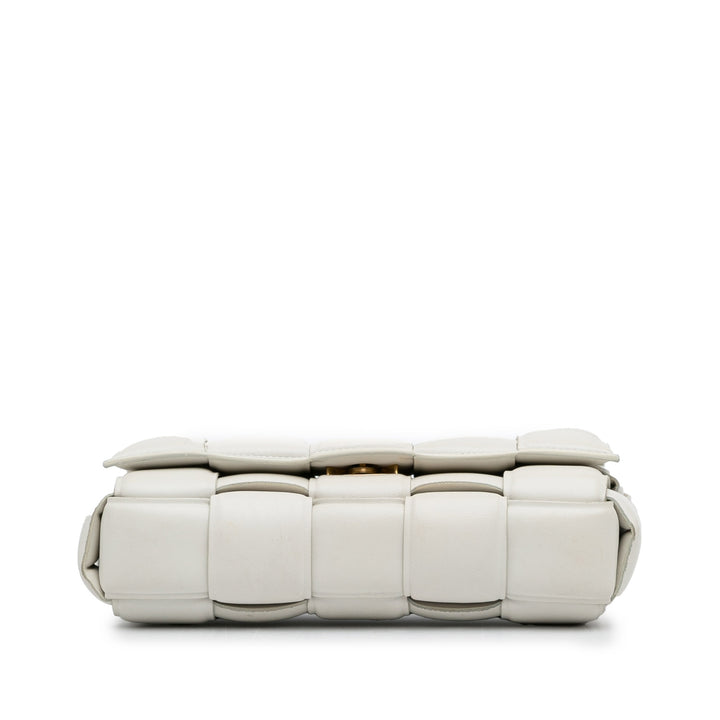 Nappa Intrecciato Padded Chain Cassette Satchel White - Gaby Paris