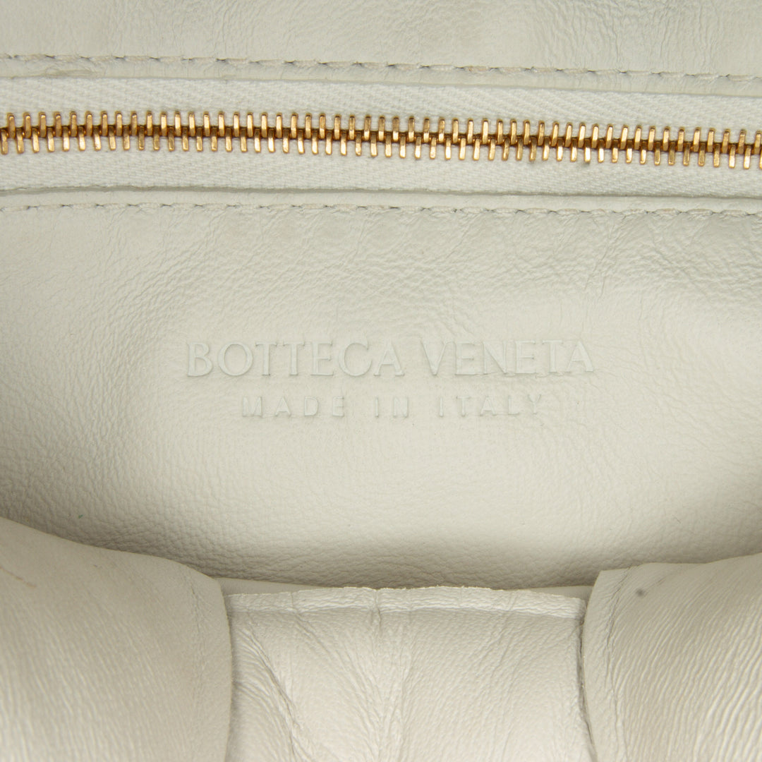 Nappa Intrecciato Padded Chain Cassette Satchel White - Gaby Paris