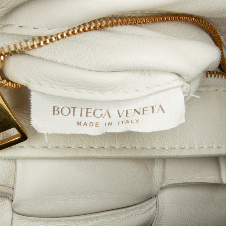 Nappa Intrecciato Padded Chain Cassette Satchel White - Gaby Paris