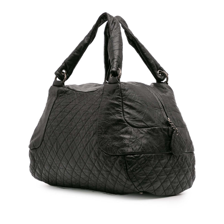 CC Quilted Aged Calfskin Coco Rider Bowling Bag Black - Gaby Paris