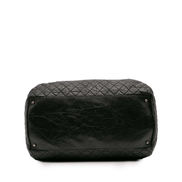 CC Quilted Aged Calfskin Coco Rider Bowling Bag Black - Gaby Paris