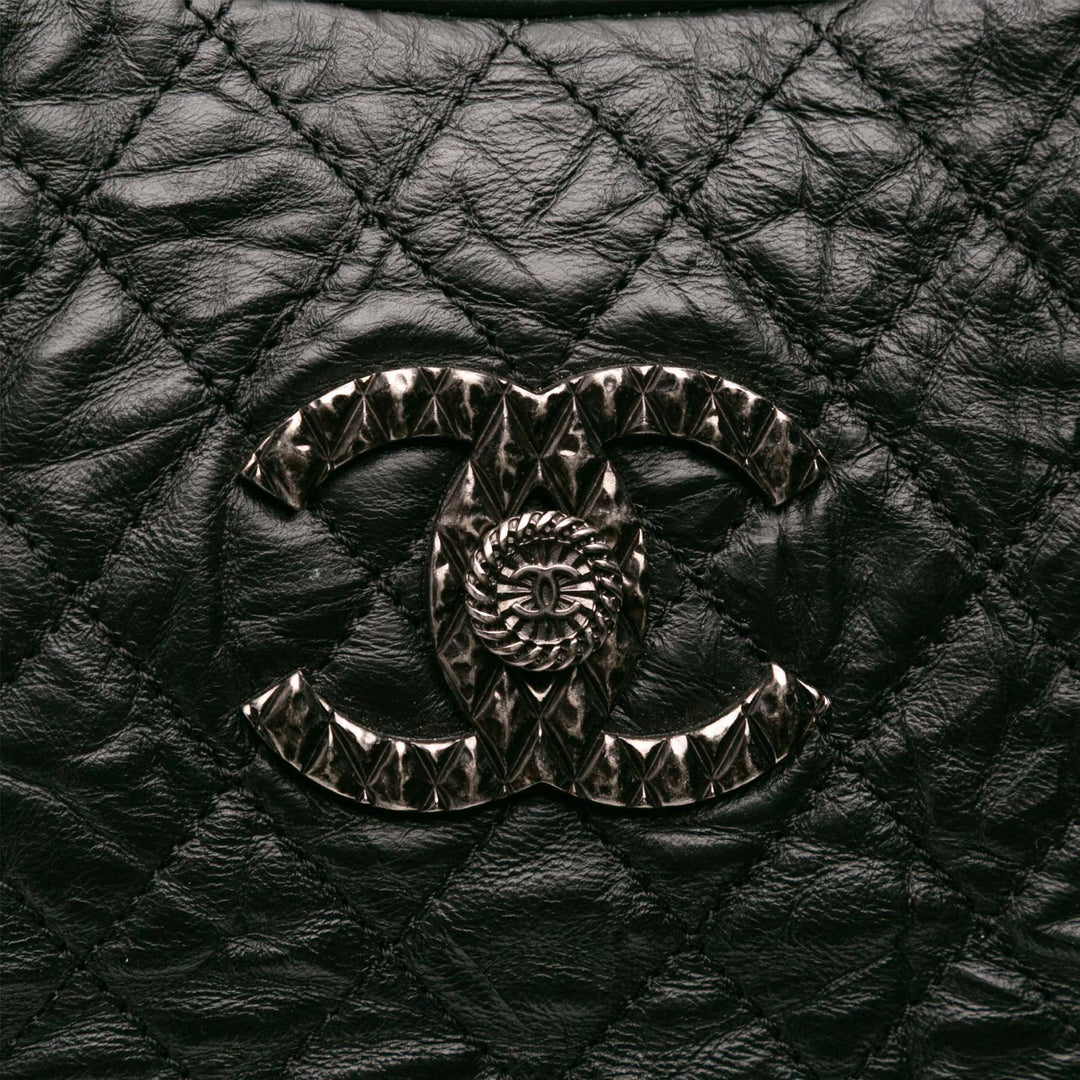 CC Quilted Aged Calfskin Coco Rider Bowling Bag Black - Gaby Paris