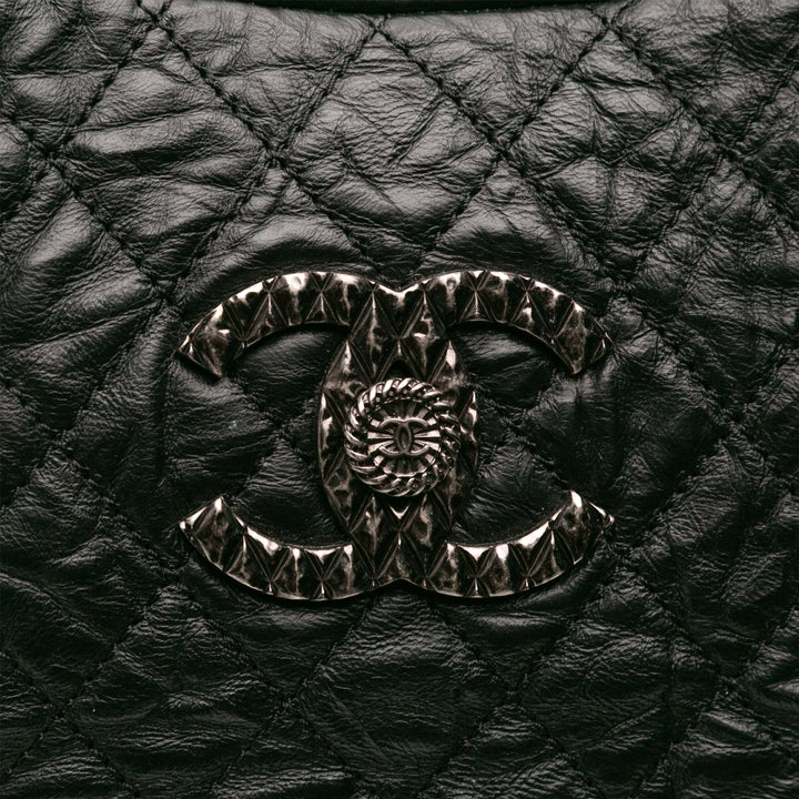 CC Quilted Aged Calfskin Coco Rider Bowling Bag Black - Gaby Paris