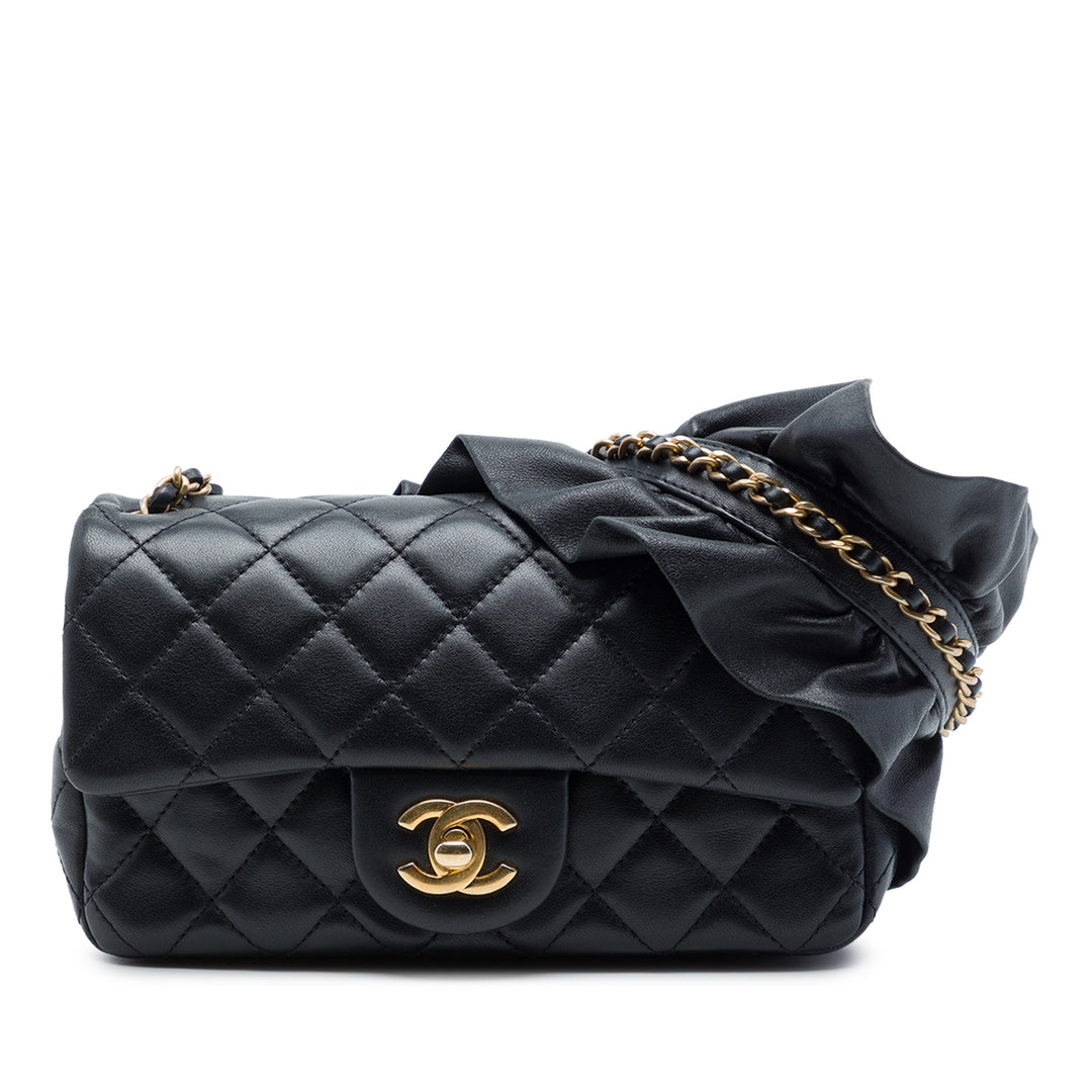 Chanel Classic Rectangulaire Romance Rabat simple Mini Cuir d'agneau
