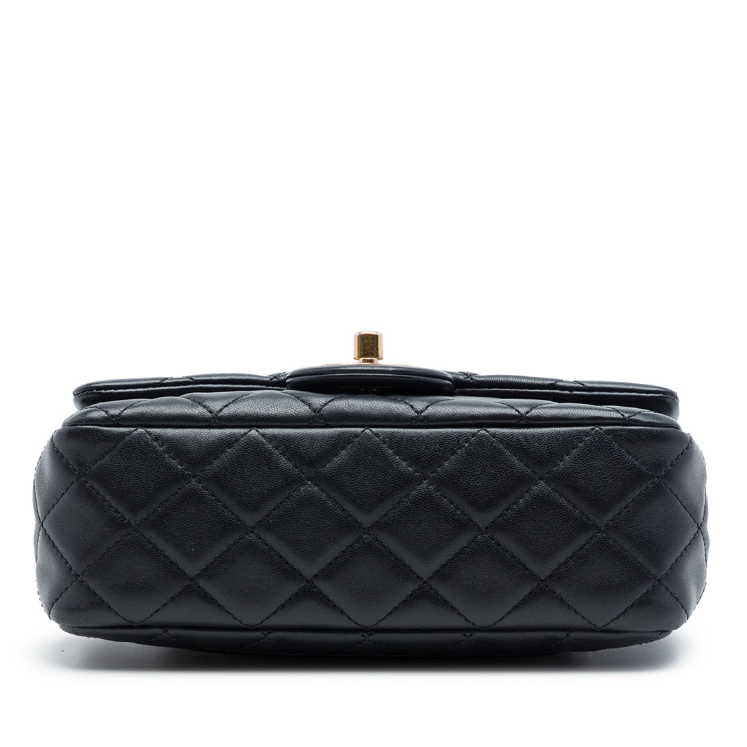 Chanel Classic Rectangulaire Romance Rabat simple Mini Cuir d'agneau