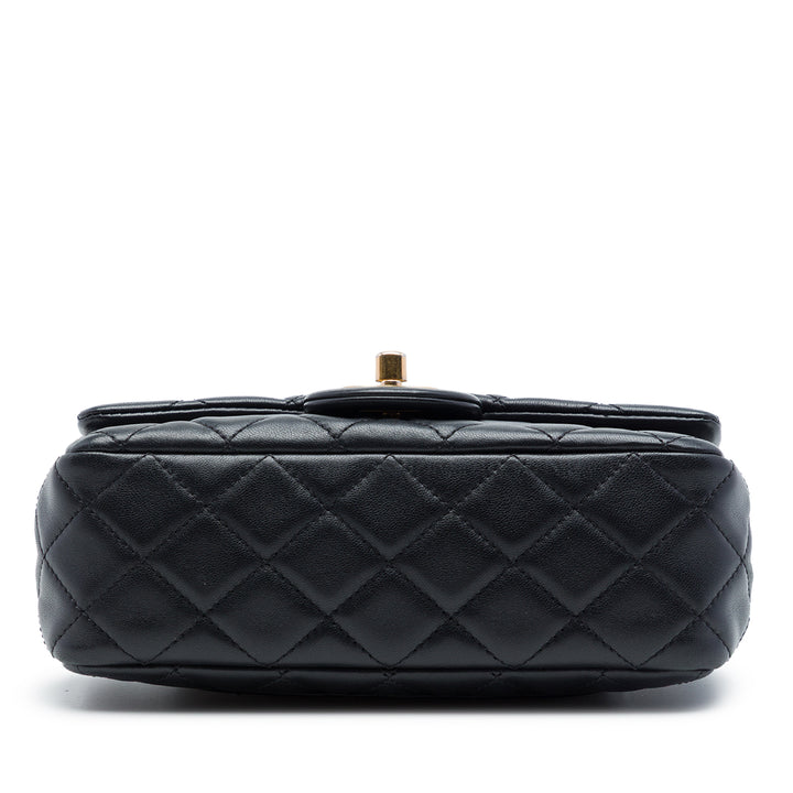 Chanel Classic Rectangulaire Romance Rabat simple Mini Cuir d'agneau