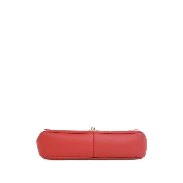 Chanel Elegant Chaîne Rabat simple Petit Cuir d'agneau Rouge – vue 3 – GABY PARIS