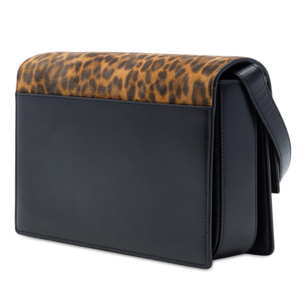 Saint Laurent Leopard Imprimé Bellechasse Sac Moyen Cuir de veau Noir – vue 2 – GABY PARIS