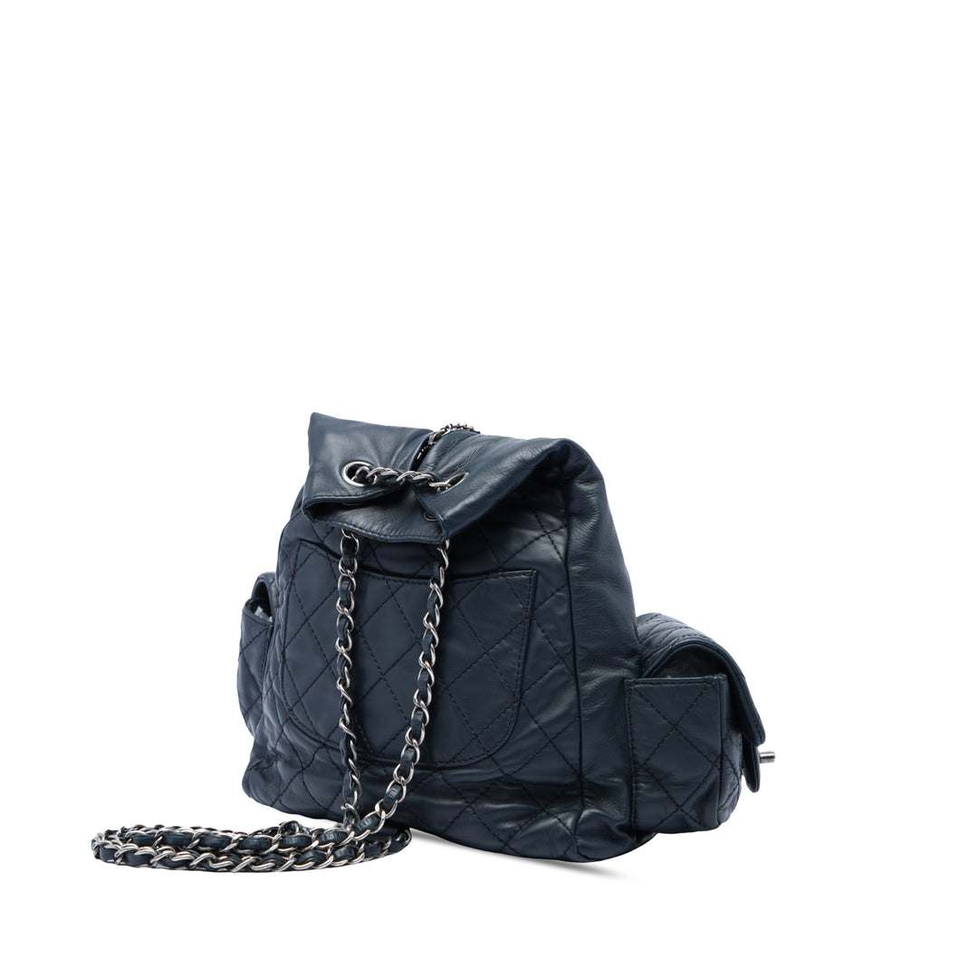 Chanel Sac à dos is Back Grand Cuir de veau Bleu – vue 2 – GABY PARIS