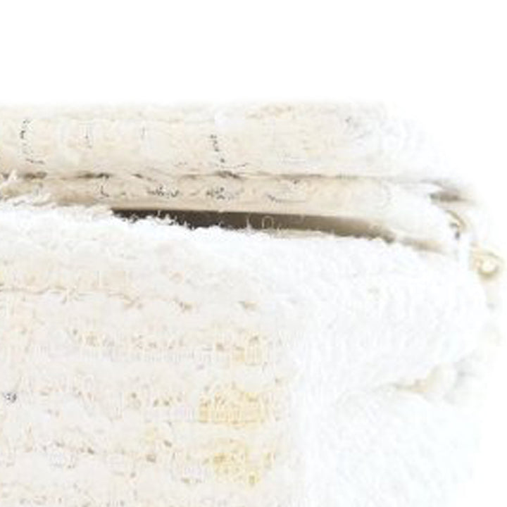 Chanel Medium Classic Tweed Double rabat Blanc