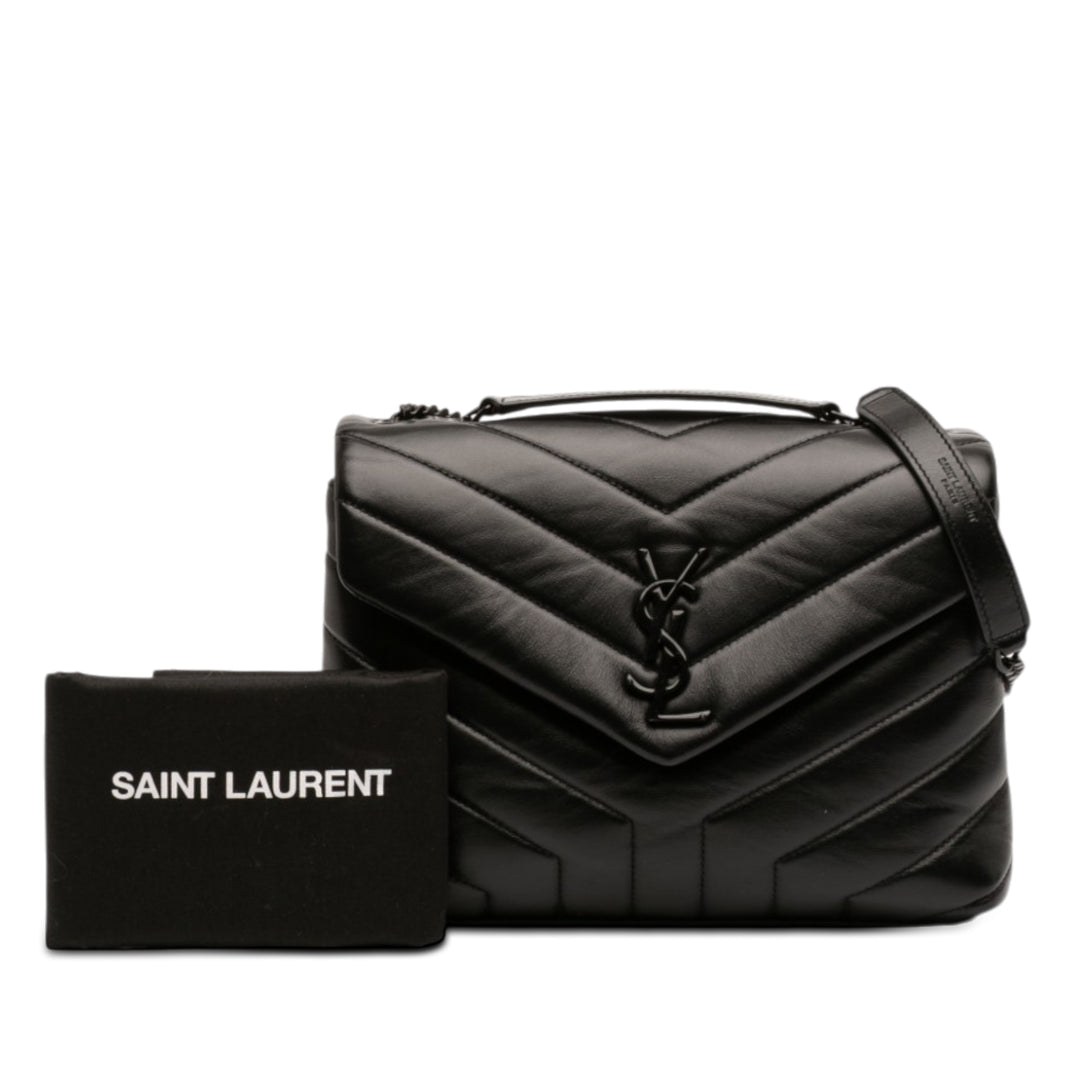 Saint Laurent Small Matelasse Cuir de veau Monogram Monochrome LouLou Sac bandoulière