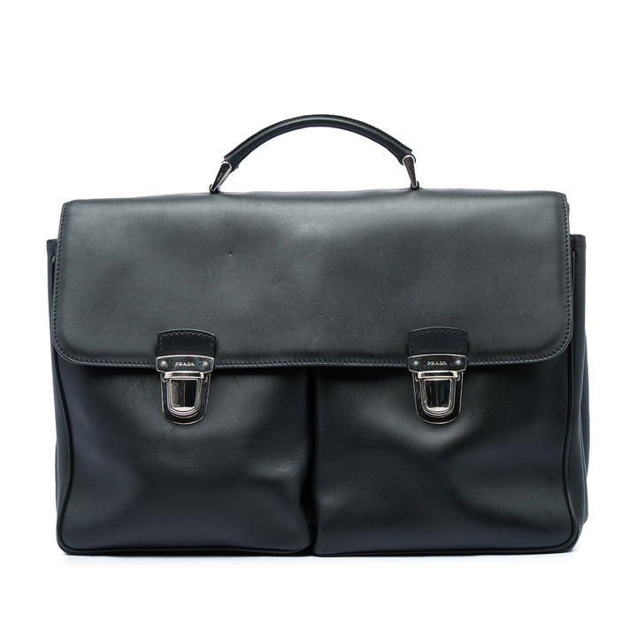 City Veau Double Push Lock Business Sac Noir