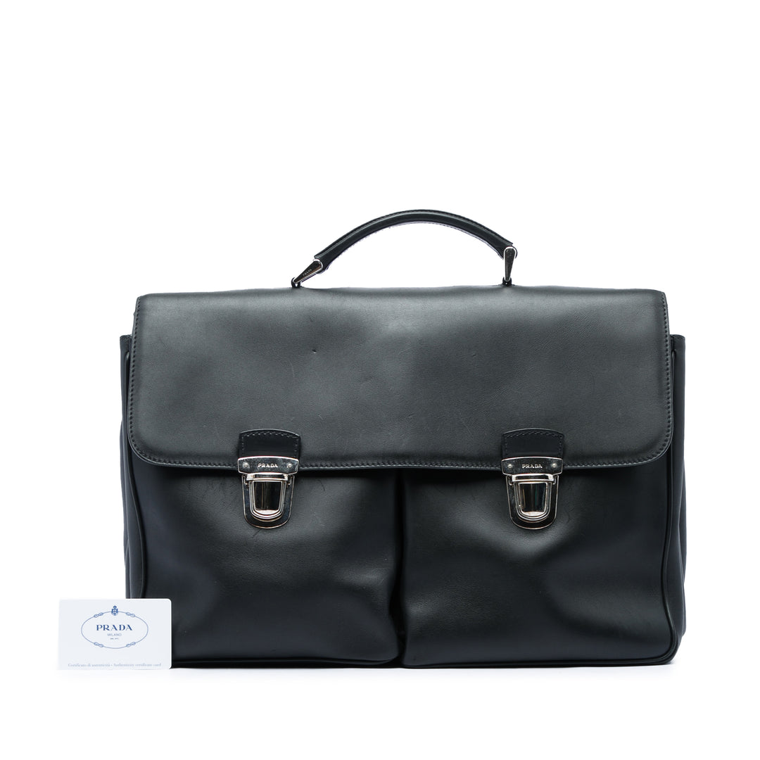 City Veau Double Push Lock Business Sac Noir