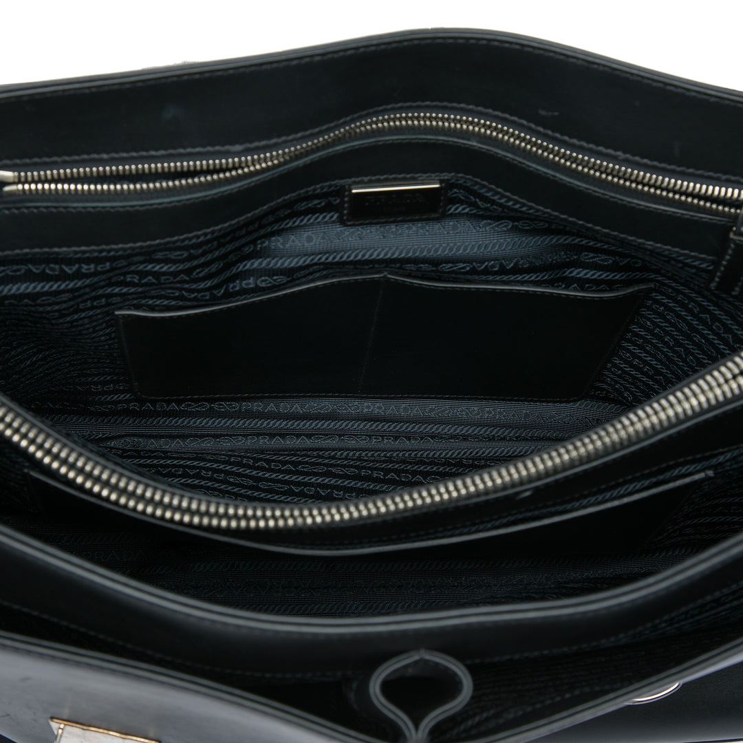 City Veau Double Push Lock Business Sac Noir