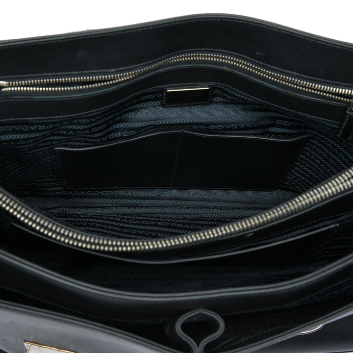 City Veau Double Push Lock Business Sac Noir