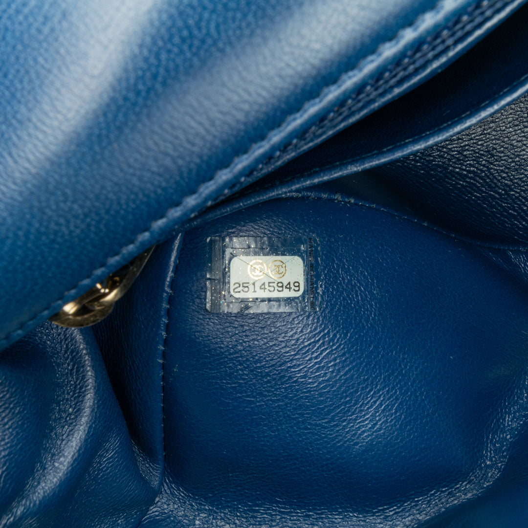 Mini Rectangular Classic Lambskin Single Flap Blue - Gaby Paris