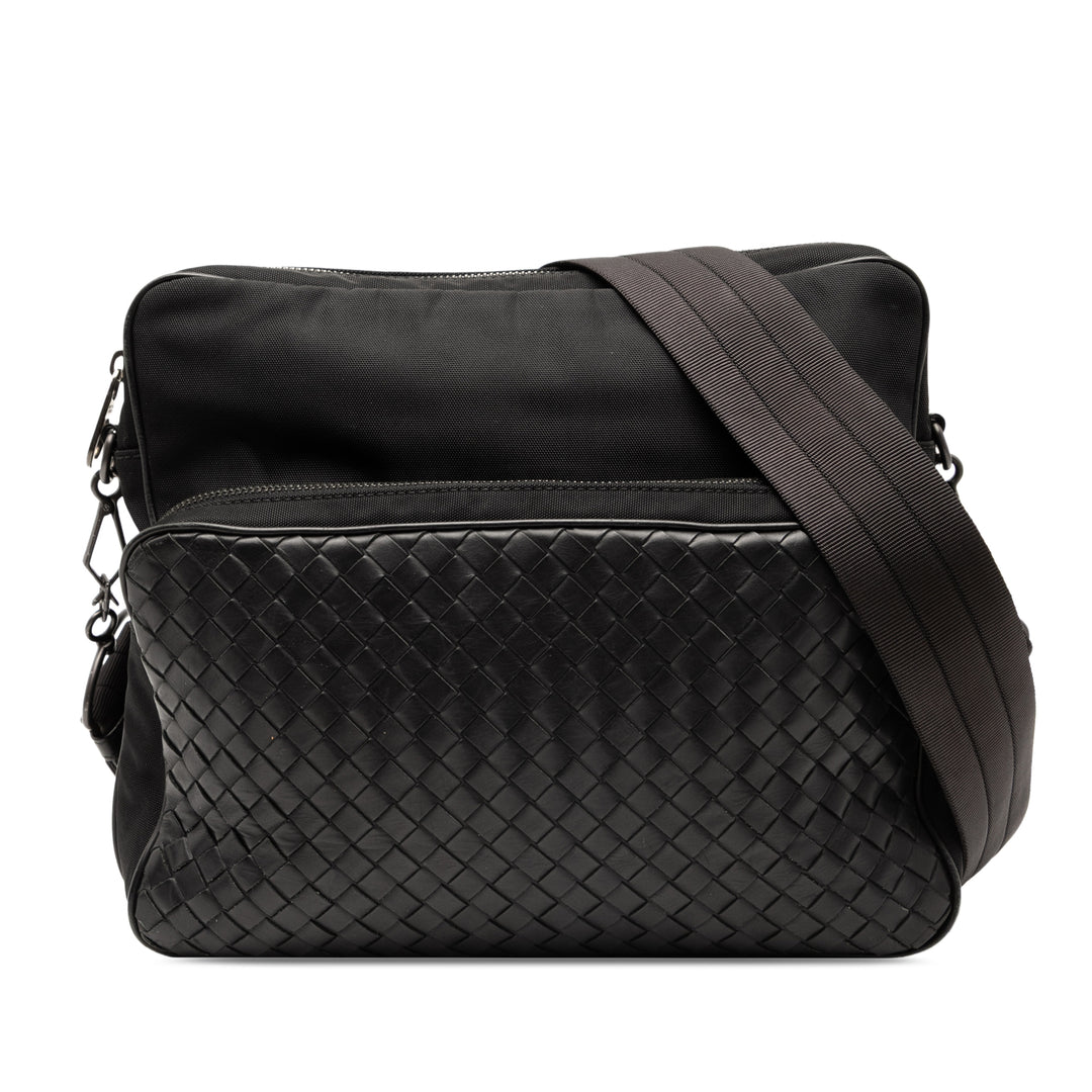 Bottega Veneta Nappa Intrecciato Trimmed Toile Messenger Bag Noir – GABY PARIS Authentique