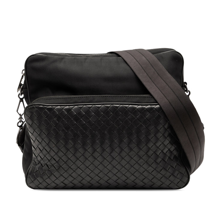 Bottega Veneta Nappa Intrecciato Trimmed Toile Messenger Bag Noir – GABY PARIS Authentique