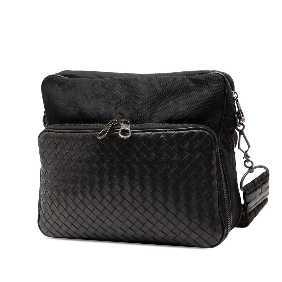 Bottega Veneta Nappa Intrecciato Trimmed Toile Messenger Bag Noir – GABY PARIS Authentique