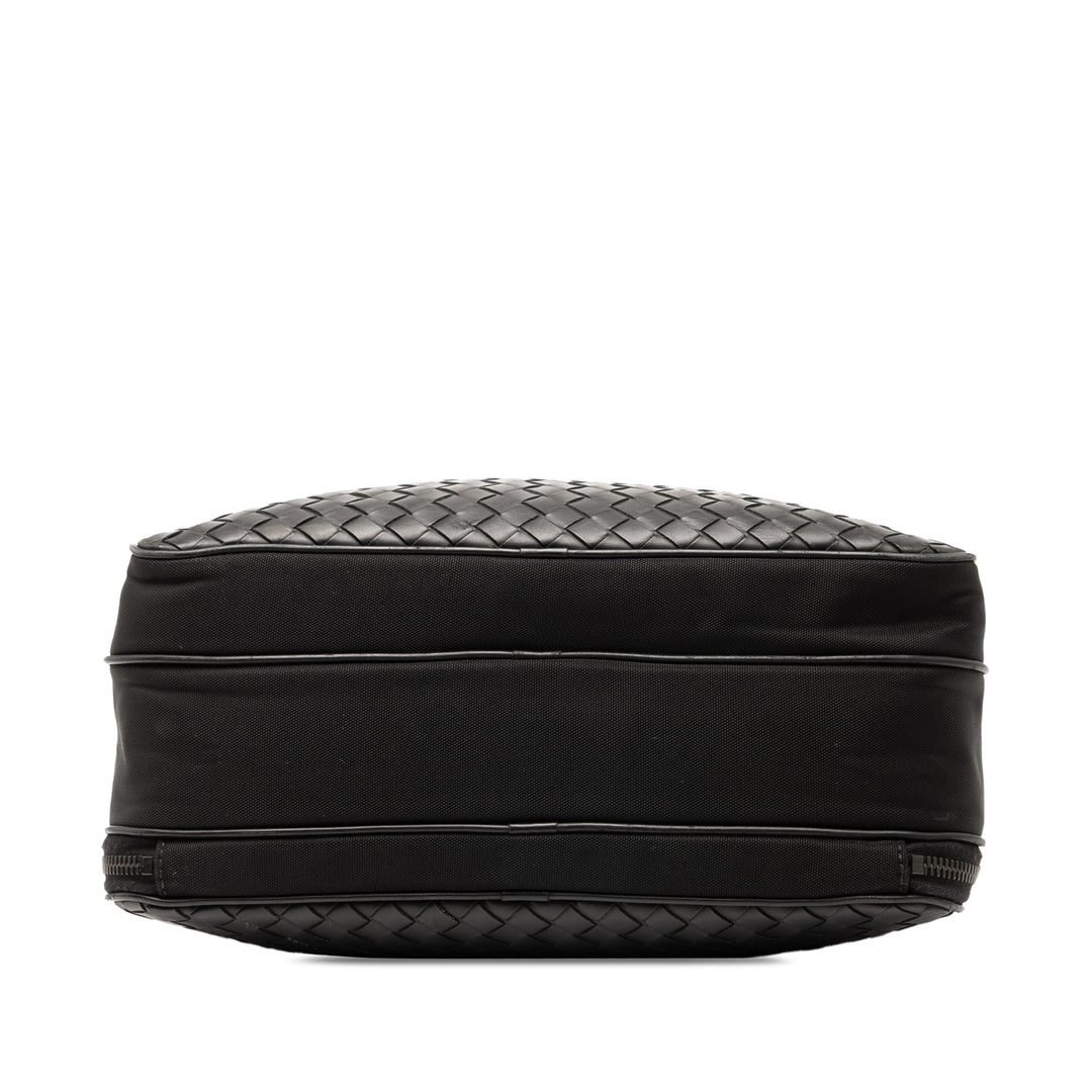 Bottega Veneta Nappa Intrecciato Trimmed Toile Messenger Bag Noir – GABY PARIS Authentique