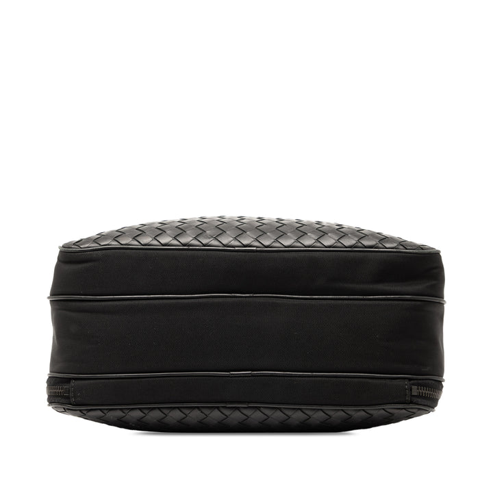Bottega Veneta Nappa Intrecciato Trimmed Toile Messenger Bag Noir – GABY PARIS Authentique