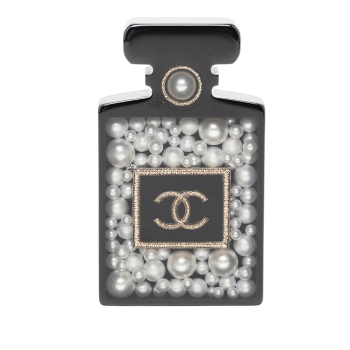 Chanel CC Resin et Perles fantaisie Perfume Bottle Pin Broche Plastique