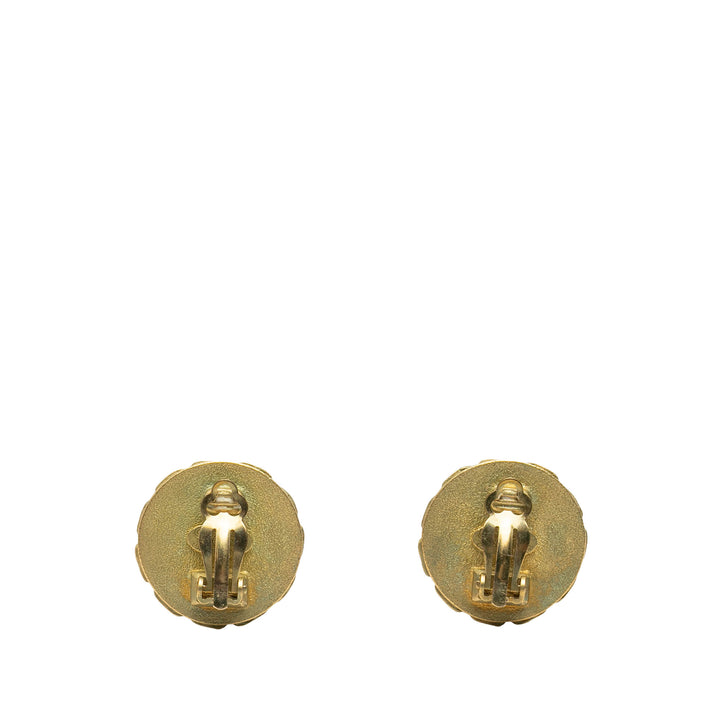 Chanel Boucles d'oreilles CC Resin Rond À clip plaqué or Noir – vue 2 – GABY PARIS